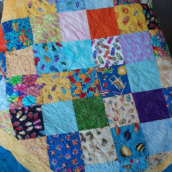 Colorful Handmade Patchwork Quilt - Picture 5 of 9